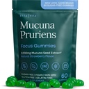 Tambahan Dopamin - Sugar- Free Mucuna Pruriens Gummies (2g / serving) Energy & Focus Gummies - Venable Mucuna Pruriens Extract for Calm Mood and Motivation, Vegan, Non-GMO, Gluten- Free, 60ct