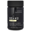 Riset Olahraga Vitamin D3 dengan K2 Softgels - Tanaman berbasis K2 & Vegan D3 5000iu dengan Coconut MCT Oil - Vegan Tersertifikasi, Soy & Gluten Bebas - 120 Count