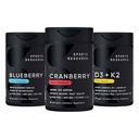 Riset Olahraga Cranberry Frux Complex dengan Pacran & Vitamin C & E, Konsentrat Whole Fruit Blueberry Dibuat dari Organik Blueberry dan Tanaman Berdasarkan Vitamin D3 + K2 dengan Coconut Oil