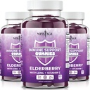 Imune System Support immune - Sambucus Black Elderberry Gummies with Vitamin C and Zinc (Hammune Support 180 Gummies)