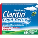 Claritin Liqui- Gels 24 Hour Allergy Relief, Non-Drowsy Allergy Medicine, Loratadine Antihistamin Capsules, 60 Count
