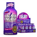 Vitamin Energy Focus + Extra Energy Shot Berry 4 Pack, 260mg Natural Caffeine, B-Vitamin, CoQ10, Amino Acids, Focus, Produtivitas & Kejelasan, Nol Gula, Gluten- Free, 1.93 fl oz