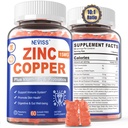 Zinc Gummies dengan Copper + Progities, Vitamin B6 untuk Absorpsi Max, Suplemen Pria dan Perempuan, Dua Escular Minmula Formula untuk Kekebalian dan Kesehatan Gut, Vegan, Non-GMO, 120 Cts