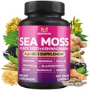 BMVINVOL Laut Moss Hitam Benih Shilajit Ashwagandha + Bladderwrack, Ginger, Moringa, Turmeric, Burdock, Ginseng, Rhodiola Rosea - 100 Capsules