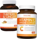 Bundle of Vitamin C Imune Support & Turmeric Curcumin - Daily Support: Imune + Joint Health - Imune Support - Vitamin C dengan Zinc (Non-GMO) & Turmeric Curcumin - Lap Hitam Ekstrak (N- GMO)