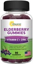 Sambucus Elderberry Samburus dengan Zinc dan Vitamin C - Alternatif Suplemen Chewable Gummy untuk Capsules Pill - Elderberry Hitam w / VIT C untuk Hamilune Dukungan - 90 Gummeria