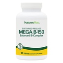 Natutures Plus Mega B150 Kompleks - 90 Dilengkapi Pelepas Bimasakti Vegetarian - Maksimum Potency B Tambahan Vitamin -Gluten Bebas - 90