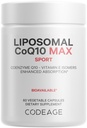 Codeage Lipomal CoQ10 Max Supplement - 250 mg Koenzim Q10 dengan Vitamin E Isomers Tocophoherols - 2-Bulan Supply - 1 Capsule Per Serving - Liposomal Kiriman - Non-GMO, Gluten- 60 Capsules