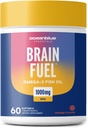 Bahan Bakar Otak Esensial Oceanblue - 60ct - Burpless Fish Oil - Potency Tinggi Omega 3 DHA Dukungan Otak dan Mata -1000 mg - Tasty Orange Flavor - 1 Pasokan Bulan