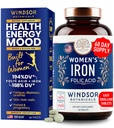 Suplemen Asam Besi dan Folic untuk Perempuan - 35mg Besi Lembut Vitamin, Asam Folic 400mcg - Anemia, Periode, Pendukung Pendukung Suli, Pill Ferrous - 60 Vegan Nor-Constipating Tablet