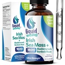 Irish Sea Moss Drops - Citrus Berry Flavor - 92 + EscessMineces & Vitamin - Energy, Skin, Gut, Recovery - Bladdercrack and Burdock Root - 2 flans.