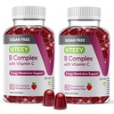 VITEEY Vitamin B Complex Gummies with Vitamin C, Sugar Free - Energy, Metabolisme & Health - B6, B12, Folic Acid, Biotin - Vegan, Gelatin Free, GMO Free - Tasty Chewable Strawberry Flavored Gummy
