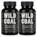 Wild Foods Activated Charcoal Capsules 134; 100% Organic Coconut Active Tablets for Bloating Relief 124; Lab Tested & Non-GMO Pill 124; USA (Two Bottles - 120 Capsules)
