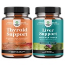 Bundle of Herbal Thyroid Dups Complex with L Tyrosine Bladderwrack Selenium Pure Ashwagandha and Liver Cleanse Detox & Repair - Milk Thistle with Dandelion Root Beetroot & Artichoke Extract