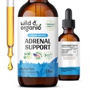 Wild & Organic Adrenal Support for Positive Outlook - Adrenal Complex with Ashwagandha, Rhodiola Root - 1-Month Supply - Vegan, No Sugar & Alkohol - 2 fL oz