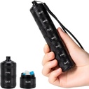 Portable Metal Weekly Pill Organizer - Kotak Pill tahan air, Kontainer Perjalanan Kecil Aluminum Alloy, 7 Harian Daily Medicine Organizer Holder untuk Pil Kecil, Black S