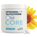 Core Med Science Lipomal Glutathione Suplement (500mg, 60 Kapsul) - Pure Reduced Setria with Phospholipid Complex - Antioksidant Suplemen Energi, Brain Health, Skin & Liver Health
