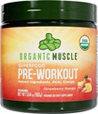 Bubuk Workout Organik Muscle Pre, Strawberry Mango - USDA Manal Superfood Blend 124; Maca, Beet Root, Cordyceps, Rhodiola 124; 150mg Natural Caffeine, Vegan, No Jitters, 20 Pegawai