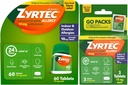 Zyrtec 24 Hour Relief Tablet, Indoor and Outdoor Allergy Medicine dengan 10 mg Cetirizine HCI per Antihistamine Table, Bundle Pack, 60 ct + 3 ct Travel Packs, 63 Count