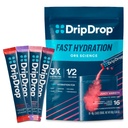 Paket Hidration DripDrop - Hocus Variety Pack - Single Serve Electrolytes Powder Minum Mix - Grape, Fruit, Strawberry Lemonade, Cherry - None-GMO, Gluten Free, Vegan - 16 Tongkat