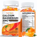 Calcium Magnesium Zinc Gummies for Adult: Organik 1000mg Calcium Citrate Magnesium Suplemen D3 B12 - Sugar Free High Absorpsi Supplemen Perempuan (60 Count (Paket 2)