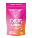 Pink Stork Morning Sickness Sweets, Organic Mango Ginger Candy dengan Vitamin B6 untuk Morning Sickness, Motion Sickness, Prenatal Heartburn - Pregnancy Harus Haves - 30 Wrapped Drops
