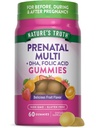 Nature 's Truth Prenatal Multivitamin Gummies 124. dengan DHA & Folic Acid 124; 60 Count 124; Fruit Flavor 124; Non-GMO & Gluten Free Suplemen