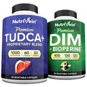 Nutrivena Premium TUDCA dan DIM Suplemen Bundle: High- Absorpsi TudCA Suplemen dan DIM untuk Detox, keseimbangan, dan Well- Menjadi