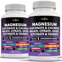 Suplemen Magnesium Baru - Terkuat Glycinate Citrate Malate Oxide Tadrate Aspartate Gluconate Oprour & Mag Chloride Mangania Bone Health dan Kekuatan Tulang, Persediaan Bersama - 180 Count