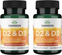 Swanson Vitamin D Complex dengan Vitamin D2 & D3 - Complex Sunshine Vitamin untuk Bone, Dental & Imune Kesehatan - Vitamin Suplemen (50 mcg, 60 Vevgie Capsules) (2 Pack)
