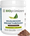 BIOptimizers Mushroom Coffee Alternative - Chocolate Drink - Lion 's Mane, Chaga, Reishi + Collagen Peptides for Focus, Energy & Gut Health - Adaptogenic Jamur & MCT Powder - 30