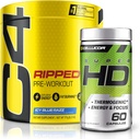 C4 Ripped & SuperHD, Bundle Thermogenic, Popper Pre Workout CY Blue Razz 30 Servings + SuperHD dengan Capsimax dan Green Tea Extract, 60 Servings