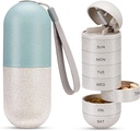 Zannaki 2 dalam 1 Pill Organizer dengan Cutter, Grain Fiber Cell Kasus Besar Kompartemen Magnetic Lock, BPA Free Travel Mendaki Kotak Pil 7 untuk menahan Pil, Vitamin, Minyak Ikan, Suplemen