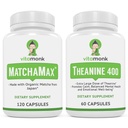 VitaMonk MatchaMax Matcha Capsules & L- Theanine 400mg - Boost Energy dan Enhance Focus Bundle