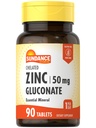 Sundance Zinc Supplement 50mg 124; 90 Tablets 126; Disediakan Estial Mineral 124; Vegetarian, Non-GMO, dan Gluten Free