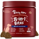 Zesty Paws Dog Multivitamin, Chewable Dog Vitamin dan Suppins for Hip & Joints, Skin & Coat, Omega 3 Fish Oil untuk Dogs- Senior & Puppy Multivitamin - Bison- 90ct