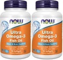 Suplemen NOW, Ultra Omegaga- 3 Molecully Distiled and Entertaic Coated, 90 Softgels (Paket 2)