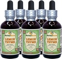 Lemon Thyme (Thymus x Citriodorus) Glycerite, Organic Dry Herb Alcohol- Free Liquid Extract (Nama Merek: HerbalTerra, Proughtly Made in USA) 5x2 f.oz (5x60 ml)