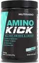 NutraBio Amino Kick - BCAA Powder with Natural Caffeine - Amino Acids Suplemen Energi, Hidration & Recovery - BCAAs, Electrolytes & Acids - Baja Burst, 30 Pegawai
