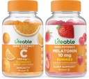 Lifeable Vitamin C 750mg + Melonatin 10mg, Gummies Bundle - Great Tasting, Vitamin Suplemen, Gluten Bebas, GMO Bebas, Gummy Chewable