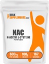 BulkSuplements.com NAC Powder - N- Acetyl Cysteine 600mg, NAC Suplemen - Antioksidant Dukungan, Gluten Free - 600mg per Serving, 167 Servings, 100g (3.5 oz) (Paket 1)