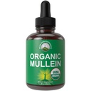 USDA Organic Mullein Leaf Drops for Lungs, Respiratory Health, Detox, Cleanse. High Bioavability for Women, Men, Kids. Suplemen Cair. Slib Lungs, Batuk, kemacetan. Vegan, Zero Sugar