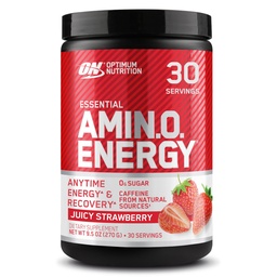 Optimum Nutrition Amino Energy - Pre Workout with Green Tea, BCAA, Acids, Keto Friendly, Green Coffee Extract, Energy Powder - Juicy Strawberry Burst, 30 Servings (Packaging May Wary)