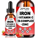 Tambahan Besi Liquid w / Vitamin C, A, B-Complex, Vegan Iron Drops Tinggi Potency Liquid Vitamin & Iron Suplemen untuk Perempuan, Pria & Anak-Anak - Dukung Red Blood Cell, Energi, Anemia & Fatigue
