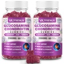 2 Packs 2000mg Glucosamin Chondroitin Gummies, Ekstra Glucostamine dengan Chondroitin MSM & Turmeric, Dukungan Bersama, Dukungan Imuniunt Antioksidant - 120 Gummi