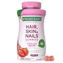 Nature 's Bounty Optimal Solutions Hair, Skin and Nails Pectin Gummies, 2500 mcg Biotin Per Serving, No Stick Gummy, Vegetarian Formula, Strawberry Flavor, 200 count, 100 Total Serving