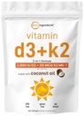 Mikro Ingrediens Vitamin D3 2.000 IU + K2 MK-7 50 mcg, 300 Softgels 124; Virgin Coconut Oil 124; 2- 1 Dukung 124; Mudah untuk menelan, Non-GMO
