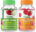 Aloe Lifeable Vera + Collagen & Biotin, Gummies Bundle - Tasting, Vitamin Suplemen, Gluten Bebas, GMO Bebas, Dapat Dicuci
