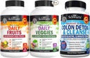 Daily Fruits and Vegies Supplement for Women and Men (1 Month Supply) Plus 15 Day Cleanse for Colon and Gut Health