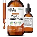 Wild & Organic Ceylon Cinnamon Extract Liquid Drops 500mg - Liquid Cinnamon Suplemen untuk Overall Dukungan - Cinnamomum Verum Bark - Vegan, Sugar & Alcohol-Free, Non-GMO - 2 fl oz